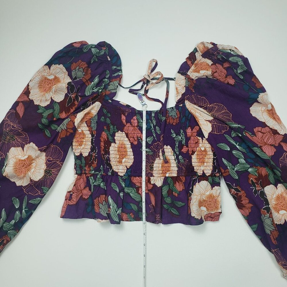 Band Of The Free Floriane LS Blouse Womens Medium Purple Ivory Boho Coquette NWT - Picture 4 of 16